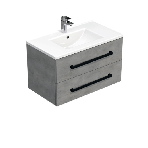 Koupelnová skříňka s černou úchytkou a umyvadlem SAT Cube Way 80x53x46 cm beton mat CUBE46C802BEMOD SAT