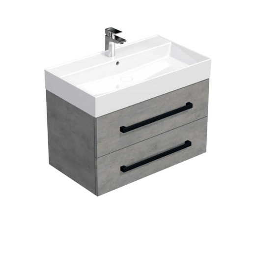 Koupelnová skříňka s černou úchytkou a umyvadlem SAT Cube Way 80x53x46 cm beton mat CUBE46C802BESAT SAT