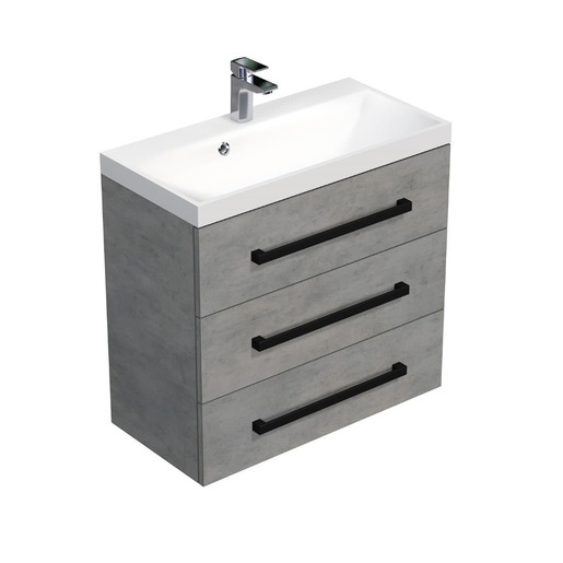 Koupelnová skříňka s černou úchytkou a umyvadlem SAT Cube Way 80x76