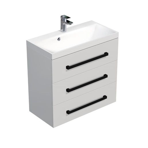Koupelnová skříňka s černou úchytkou a umyvadlem SAT Cube Way 80x76