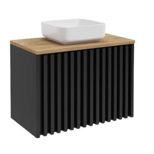Koupelnová skříňka s dubovou krycí deskou SAT Delano 80x56x45 cm černá DELANO80ZCDE SAT