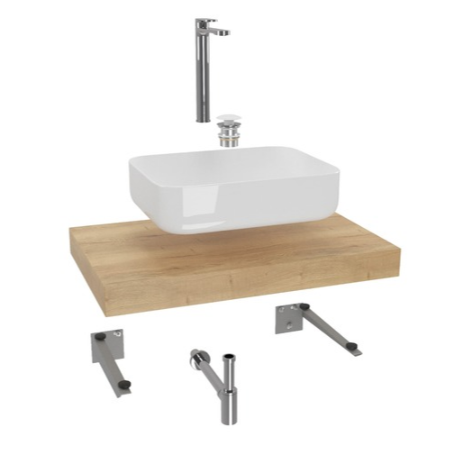 Koupelnová sestava SAT s deskou pod umyvadlo Dolce 80x8x50 cm dub halifax KSETDO5 SAT