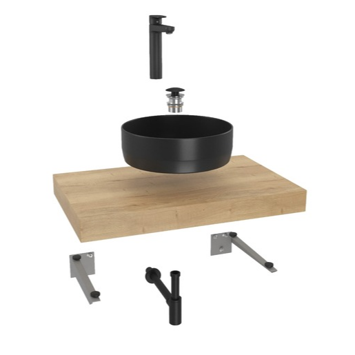 Koupelnová sestava Siko s deskou pod umyvadlo Dolce 80x8x50 cm dub halifax KSETDO10 Hansgrohe