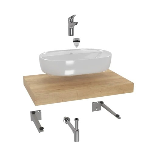 Koupelnová sestava Siko s deskou pod umyvadlo Dolce 80x8x50 cm dub halifax KSETDO2 Hansgrohe