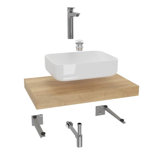 Koupelnová sestava Siko s deskou pod umyvadlo Dolce 80x8x50 cm dub halifax KSETDO6 Hansgrohe