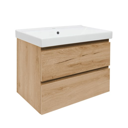 Koupelnová skříňka 2 zásuvková s umyvadlem SAT B-Way 79x50x45 cm dub mat BWAY280OAKU1BI SAT