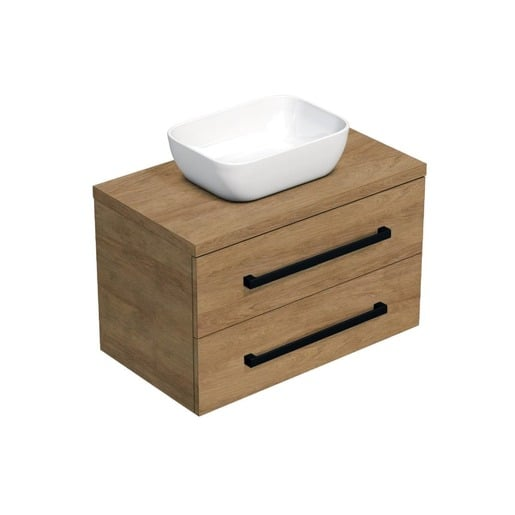 Koupelnová skříňka s černou úchytkou a krycí deskou SAT Cube Way 80x47