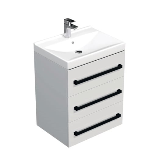 Koupelnová skříňka s černou úchytkou a umyvadlem SAT Cube Way 60x76