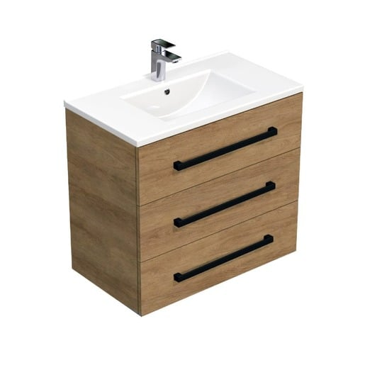 Koupelnová skříňka s černou úchytkou a umyvadlem SAT Cube Way 80x76
