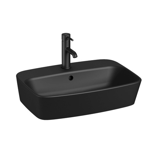 Jika Lyra Plus umyvadlo na desku 55x40 cm černá mat otvor pro baterii uprostřed H8183827161041 Jika
