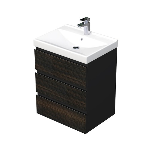 Koupelnová skříňka s umyvadlem SAT Cube Way 60x71x46 cm hnědá mat CUBE3D46603ZHVER SAT