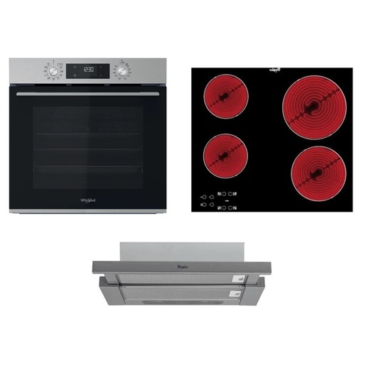 Akční set spotřebičů Whirlpool trouba OMK58CU1SX + sklokeramická deska AKT8090NE + výsuvný odsavač par AKR7491IX SETWH21 Whirlpool