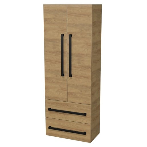 Koupelnová skříňka s černou úchytkou SAT Cube Way 60x163x33 cm dub Hickory mat CUBE3CV60DH SAT