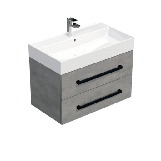 Koupelnová skříňka s černou úchytkou a umyvadlem SAT Cube Way 80x53x46 cm beton mat CUBE46C802BESAT SAT