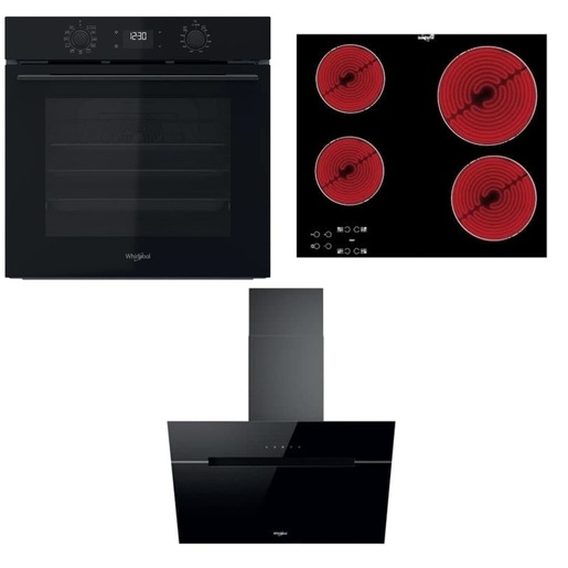 Akční set spotřebičů Whirlpool trouba OMK58CU1SB + varná deska AKT8090NE + digestoř WHVP62FLTSK Whirlpool
