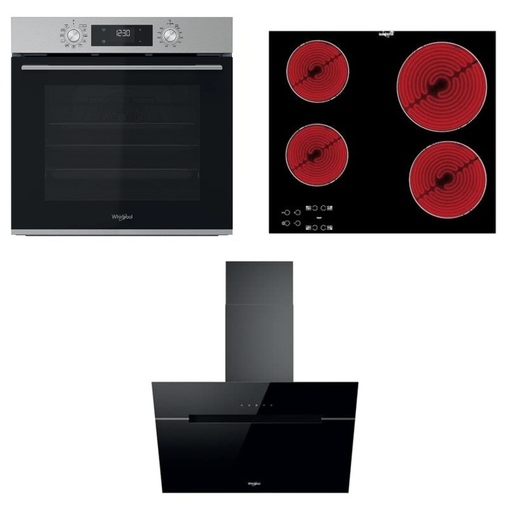 Akční set spotřebičů Whirlpool trouba OMK58CU1SX + sklokeramická deska AKT8090NE + komínový odsavač par WHVP62FLTSK SETWH20 Whirlpool