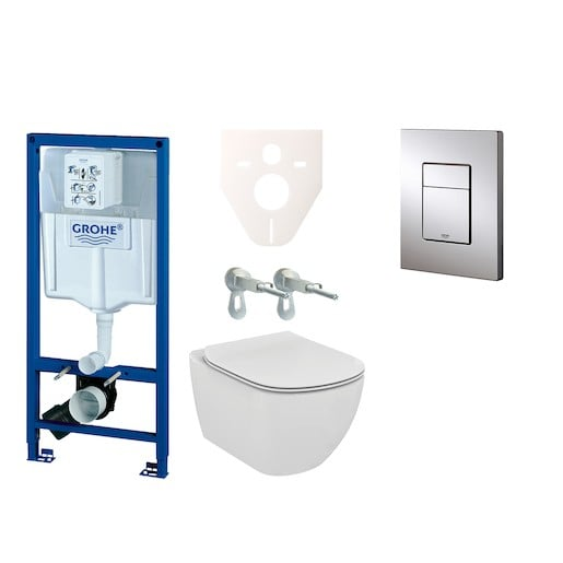 Cenově zvýhodněný závěsný WC set GROHE do lehkých stěn / předstěnová montáž+ WC Ideal Standard Tesi 38528SET-KF Grohe