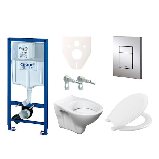 Cenově zvýhodněný závěsný WC set GROHE do lehkých stěn / předstěnová montáž+ WC S-Line S-line Pro 38528SET-KR Grohe