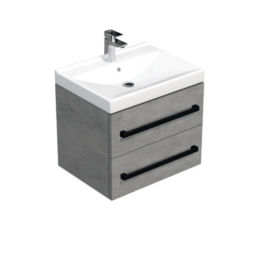 Koupelnová skříňka s černou úchytkou a umyvadlem SAT Cube Way 60x53x46 cm beton mat CUBE46C602BEVER SAT