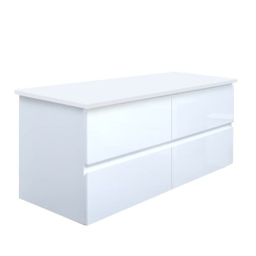 Koupelnová skříňka s krycí deskou SAT B-Way 119x50x45 cm bílá lesk BWAY2120WDESK SAT