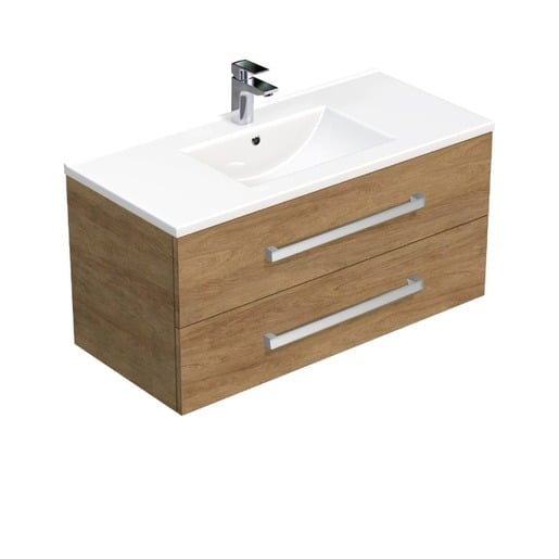 Koupelnová skříňka s umyvadlem SAT Cube Way 100x53x46 cm dub Hickory CUBE461002DHMOD SAT