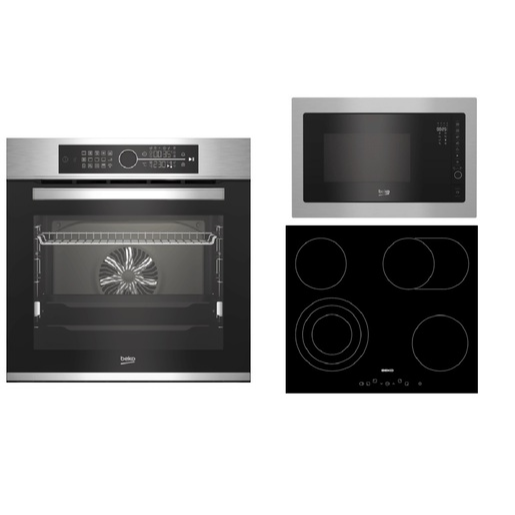 Set spotřebičů Beko BBIM12400XCS + HIC64404T + BMGB25332BG Beko