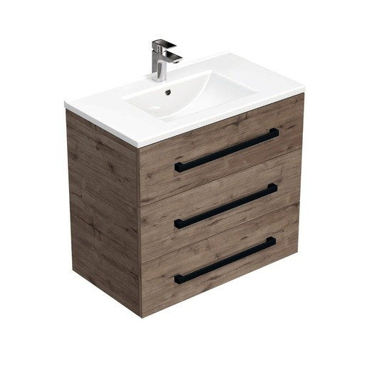 Koupelnová skříňka s černou úchytkou a umyvadlem SAT Cube Way 80x76