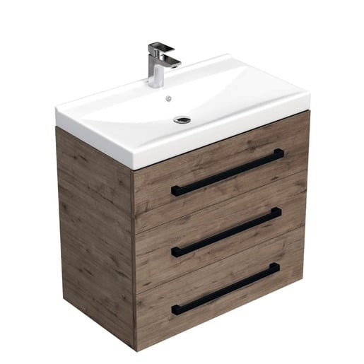 Koupelnová skříňka s černou úchytkou a umyvadlem SAT Cube Way 80x76