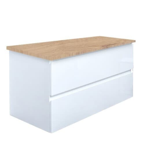 Koupelnová skříňka s krycí deskou SAT B-Way 99x50x45 cm bílá lesk BWAY2100WDOAK SAT