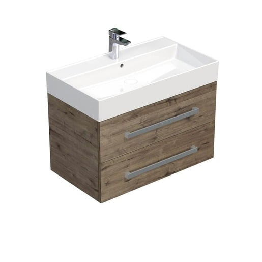 Koupelnová skříňka s umyvadlem SAT Cube Way 80x53x46 cm dub Wellington mat CUBE46802DWSAT SAT