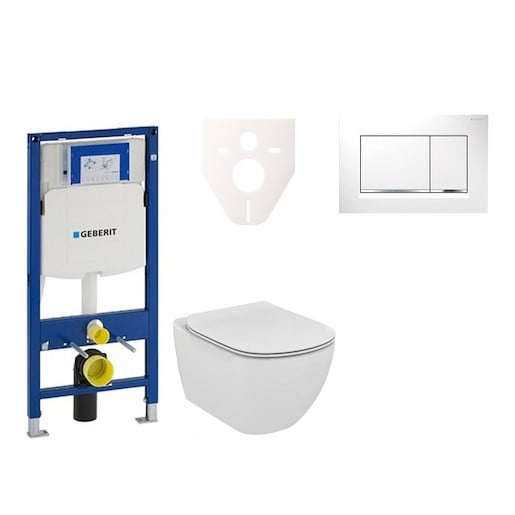 Cenově zvýhodněný závěsný WC set Geberit do lehkých stěn / předstěnová montáž+ WC Ideal Standard Tesi 111.300.00.5NE5 Ideal Standard