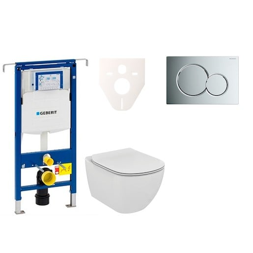 Cenově zvýhodněný závěsný WC set Geberit do lehkých stěn / předstěnová montáž+ WC Ideal Standard Tesi 111.355.00.5NE2 Ideal Standard