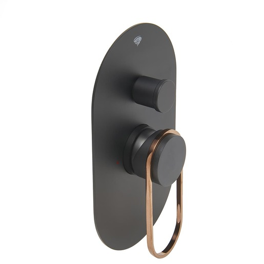 Sprchová a vanová baterie SAT Fusion včetně podomítkového tělesa černá/bronz SATBSFU215CPCBR SAT