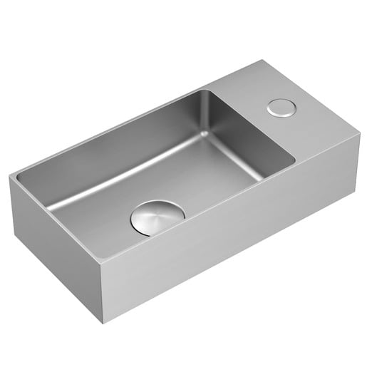 Závěsné umývátko v barvě nerezu SAT Aurum 36x18 cm bez přepadu SATAUR3618BS SAT