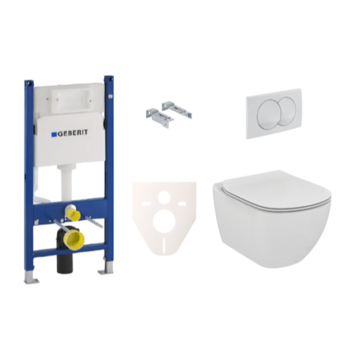 Závěsný set WC rimless TESI Ideal Standard + modul Geberit Duofix s tlačítkem Delta 20 bílé SIKOGES5E0 Ideal Standard
