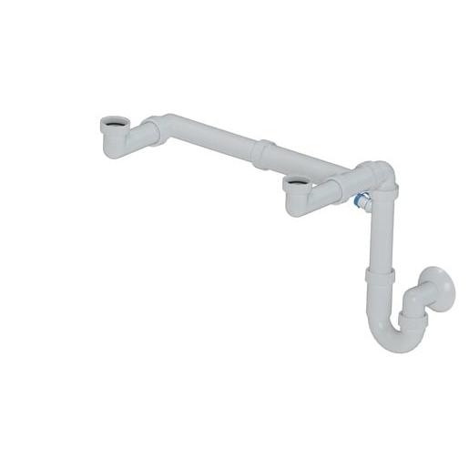 Dřezový sifon MULTI dvojitý úsporný s odbočkou 6/4"x 40 mm bílý DREZSIFON6440VARIO