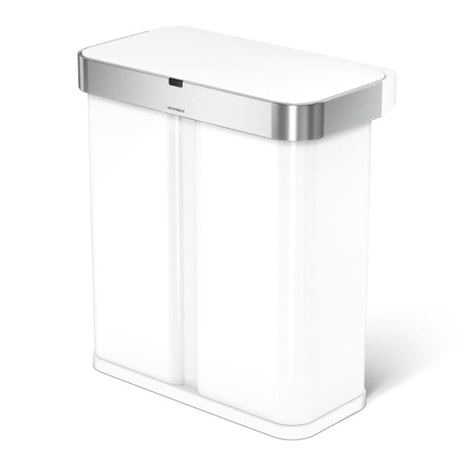 Simplehuman bezdotykový odpadkový koš SENSOR 58 L hlasové ovládání bílá ocel ST2049 Simplehuman