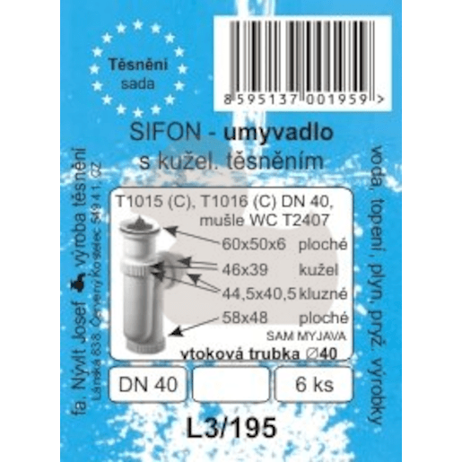 Těsnění L3/195 umyvad.sifonu DN40 L3195 Multi
