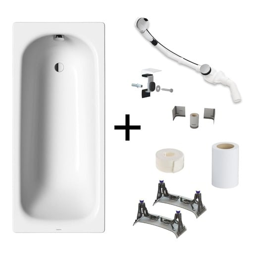 Kompletní set obdélníková vana Kaldewei Saniform Plus 170x75 cm smaltovaná ocel levá i pravá s montážní sadou KALDEWEISET3 Kaldewei