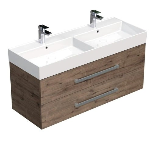 Koupelnová skříňka s umyvadlem SAT Cube Way 120x53x46 cm dub Wellington mat CUBE461202DWSAT Naturel