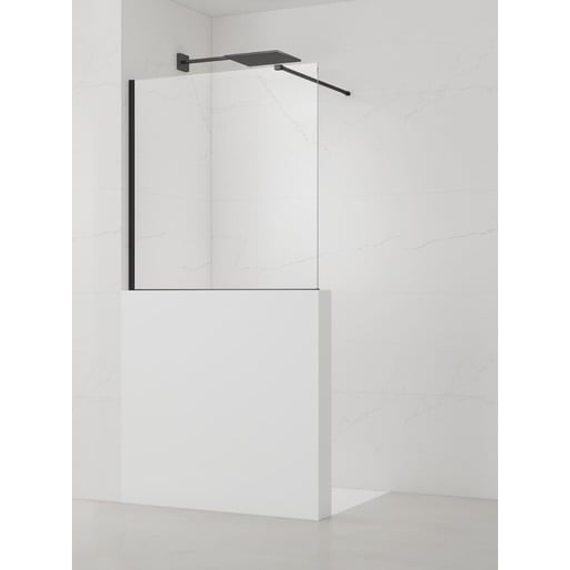 Sprchová zástěna SAT Walk-in 120x100 cm na sníženou příčku černá SATBWIS120PRC SAT