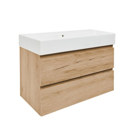 Koupelnová skříňka 2 zásuvková s umyvadlem SAT B-Way 99x50x45 cm dub mat BWAY2100OAKU2BI SAT